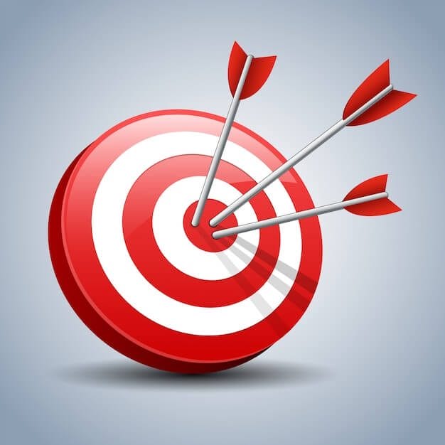 Alvo com seta no centro simbolizando o alcance de metas financeiras SMART com o orçamento pessoal para iniciantes.