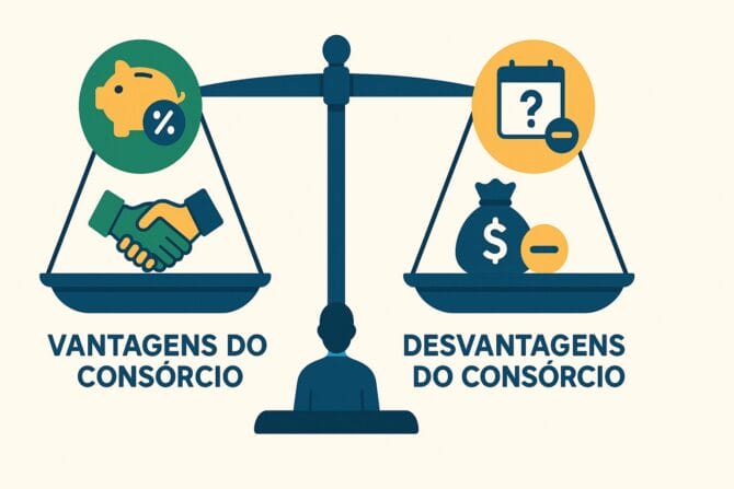 Análise se <strong>consórcio vale a pena</strong> em 2025: pessoa ponderando custos, benefícios e alternativas como financiamento e poupança.